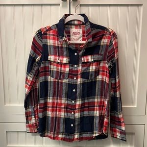Mossimo Supply Co Red, Blue, White, Yellow Plaid Button Down shirt